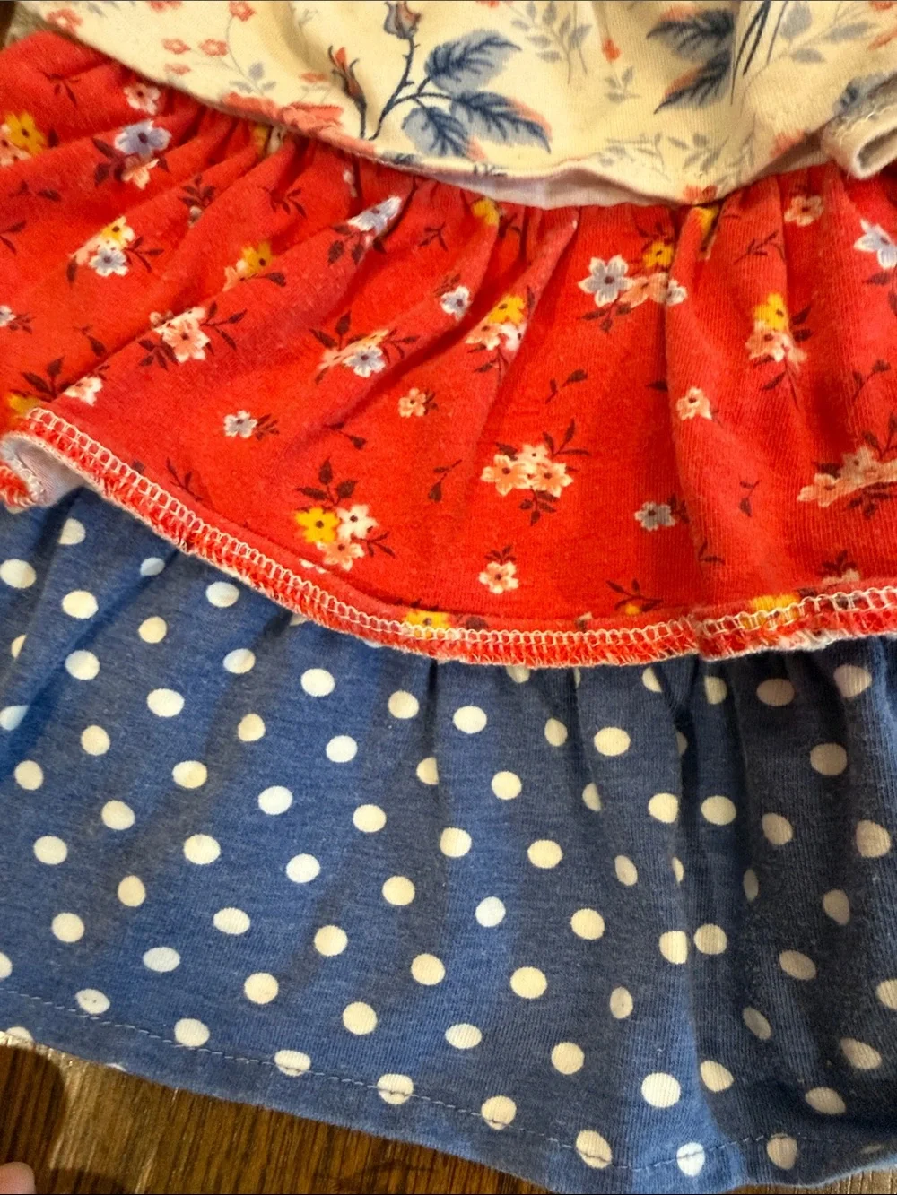 Counting Daisies Blue & Red Striped Floral Ruffle Matching shirt/pant Set•Size 4